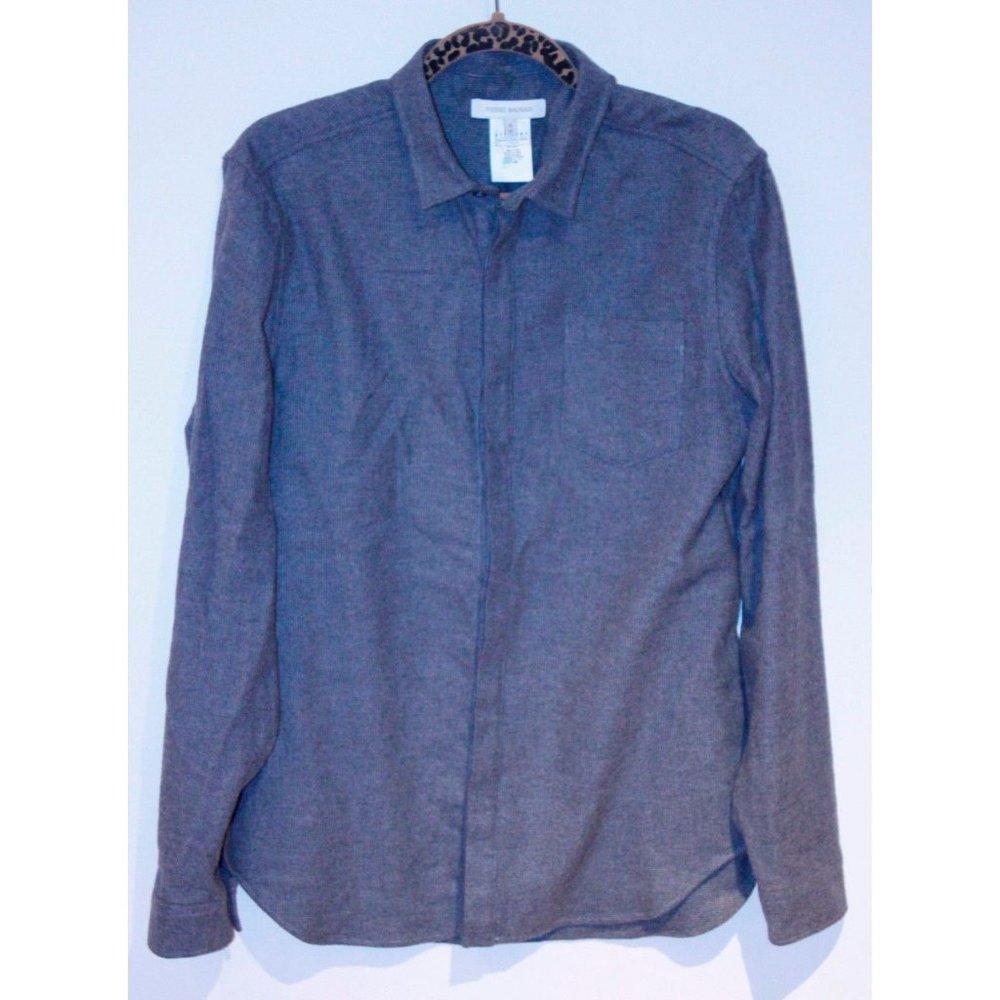 $300+ PIERRE BALMAIN MADE IN ITALY GREY BUTTON UP SHIRT FRONT POCKET SOFT COTTON